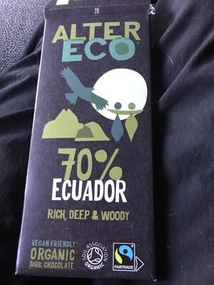 70% Ecuador organic dark chocolate