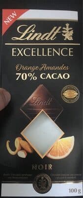 Lindt Excellence Orange Amandes 70% cacao noir