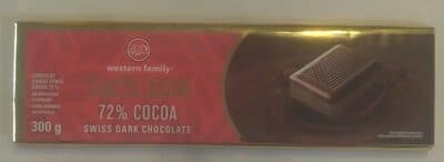 72% Cocoa Swiss Dark Chocolate by Western Family • Save-On-Foods - 72% chocolate bar