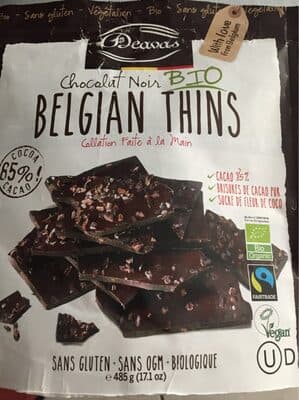 Organic Dark Chocolate Belgian Thins