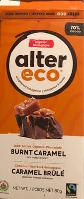 70% Cacao Burnt Caramel Organic Dark Chocolate
