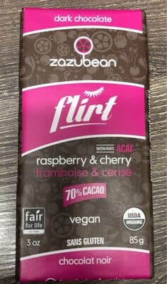 Flirt Dark Chocolate by Zazubean - 70% chocolate bar
