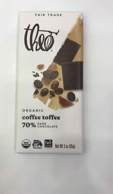 70% Coffee Toffee Dark Chocolate Bar
