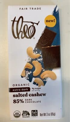Salted Cashew Extra Dark Chocolate Bar