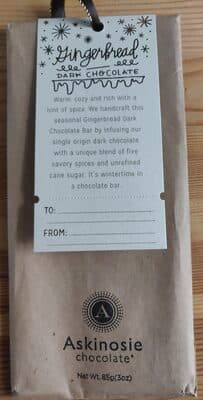 Gingerbread Dark Chocolate by Askinosie - 70% chocolate bar